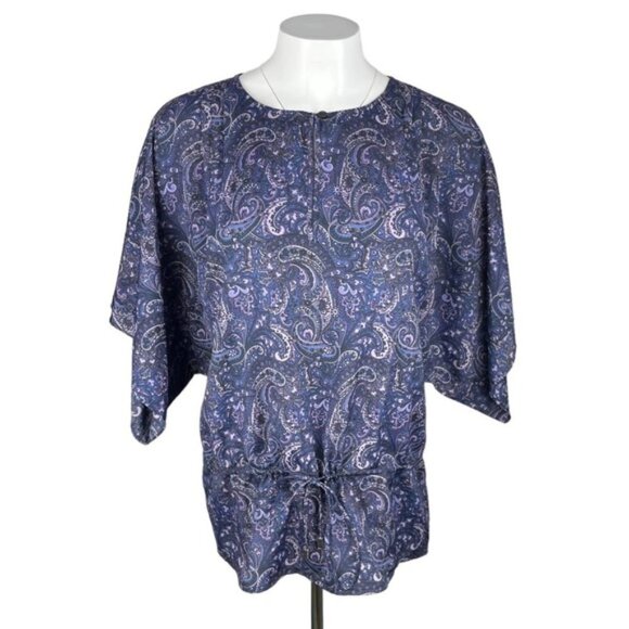 MICHAEL Michael Kors Paisley Tie Front Blouse Sz Small Wide Sleeves - Picture 1 of 6